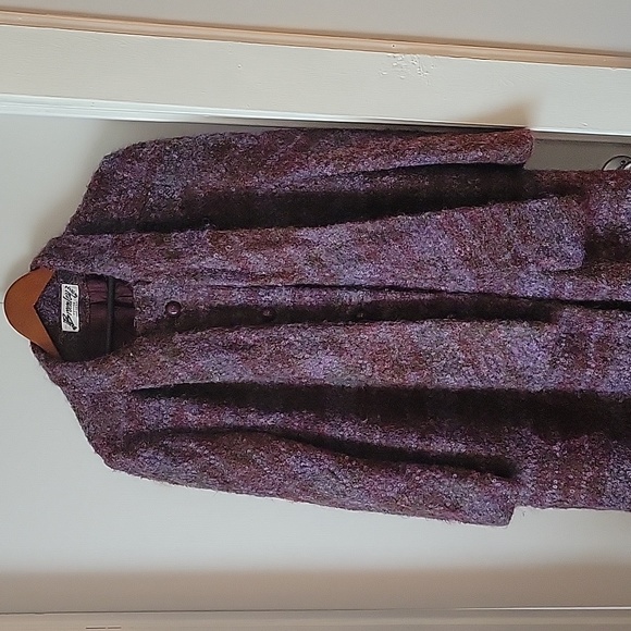 Bromley Boucle Scarf Trench Coat Union Made Wool Shades of Purple Womans XL - Picture 7 of 13